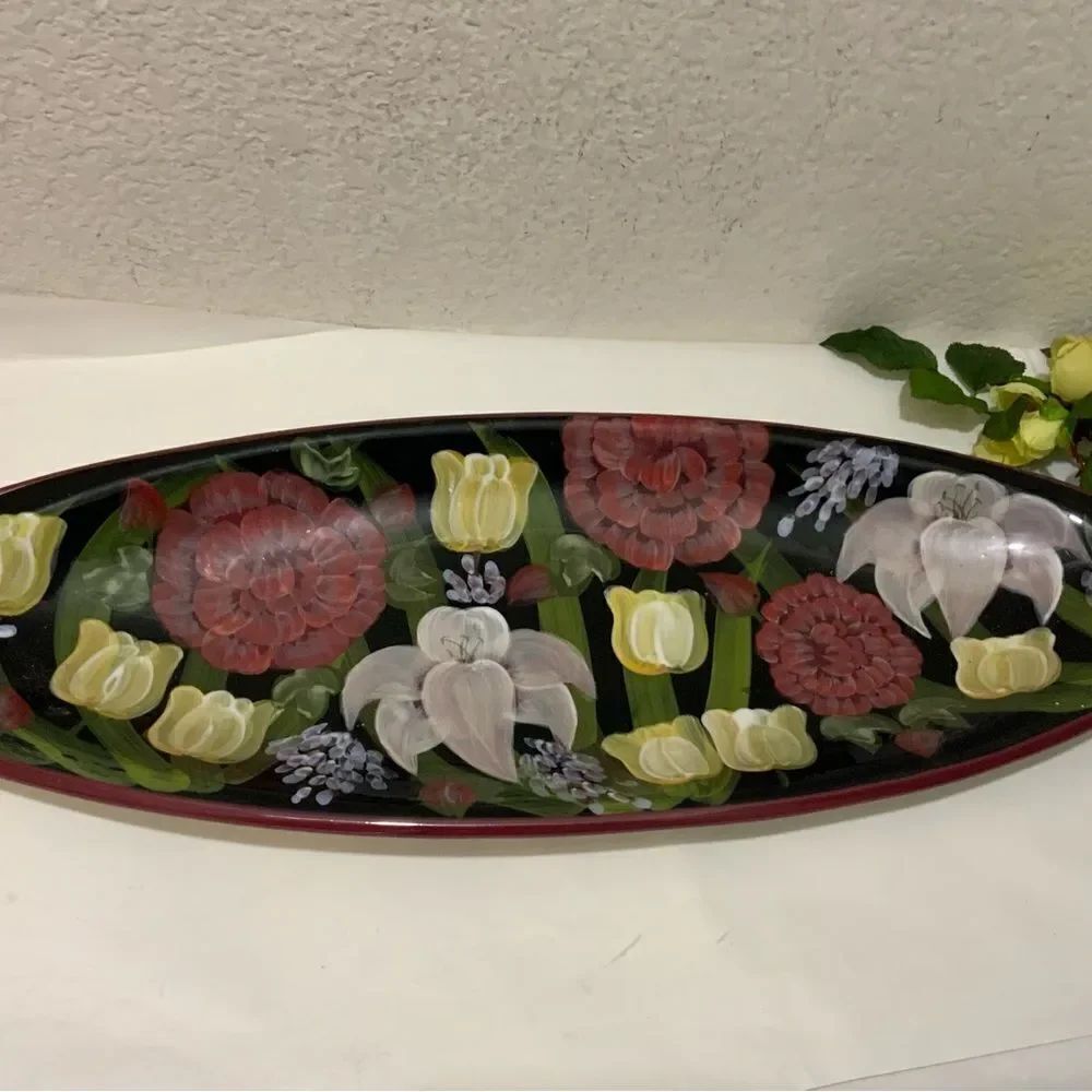 Certified Int'l Lesal Studio Hand Painted Evening Song 24" Oval Serving Tray